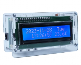 LCD1602 Display Electronic Clock Kit, 12H/24H Date Time Temperature Alarm Clock Soldering Practice Kits for STEM Teaching Students Learning
